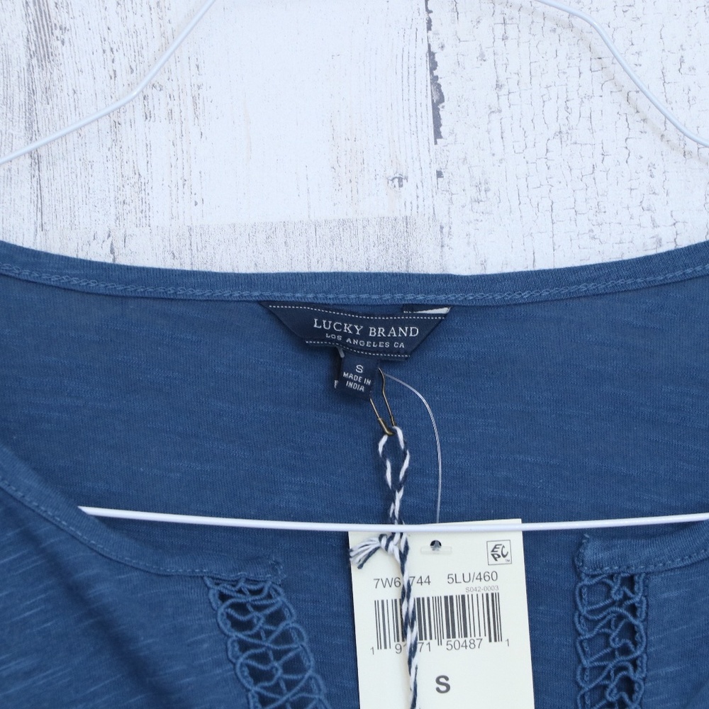 Lucky Brand Cutout Peasant Top Blue Small - Picture 4 of 9